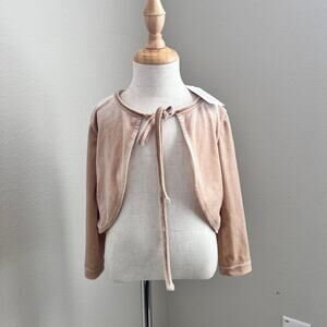 Evie’s Closet NWT Yellow Velvet Crop Tie Front Long Sleeves - 24M